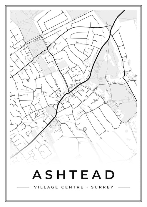 Street map poster of Ashtead village centre, Surrey
