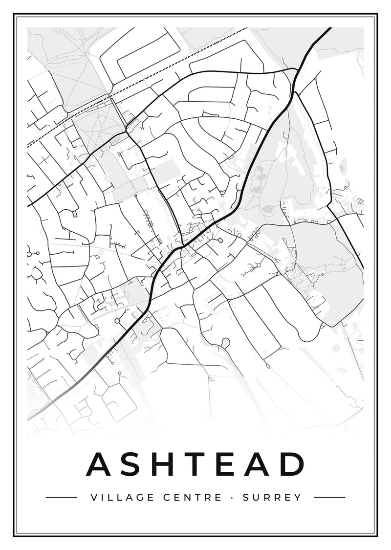 Ashtead Village Centre Street Map Poster
