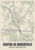 Street map poster of Ashton-in-Makerfield, Greater Manchester