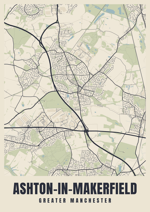 Ashton-in-Makerfield Street Map Poster