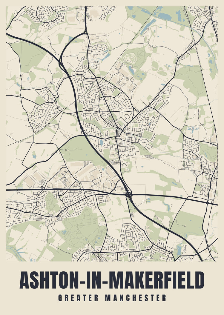 Ashton-in-Makerfield Street Map Poster