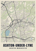 Street map poster of Ashton-under-Lyne, Greater Manchester