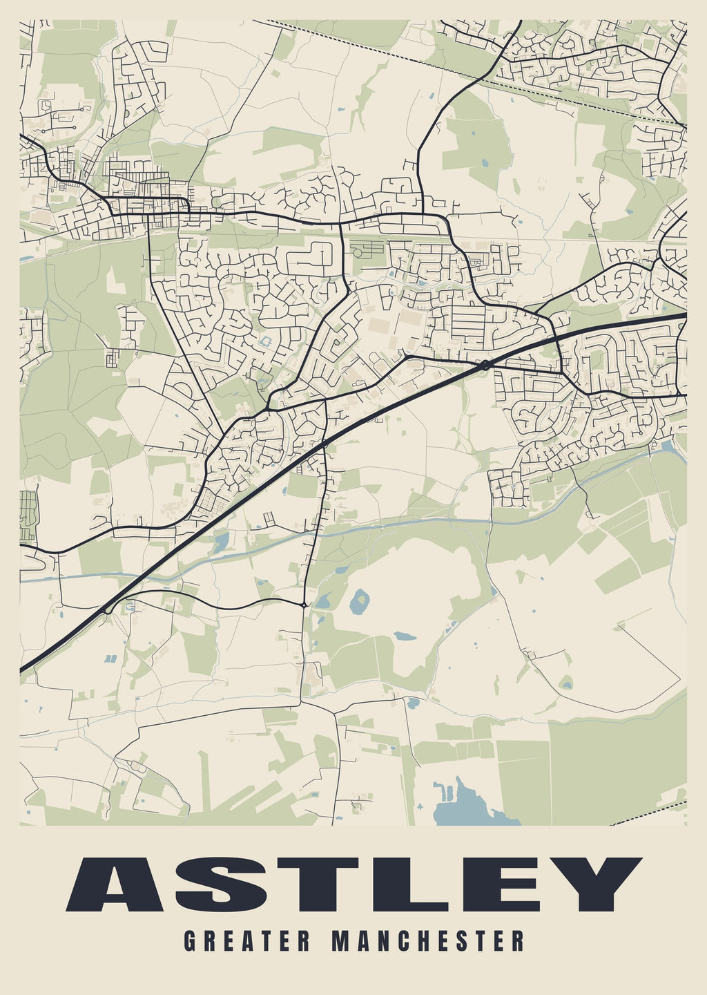 Street map poster of Astley, Greater Manchester
