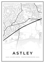 Street map poster of Astley village centre, Greater Manchester