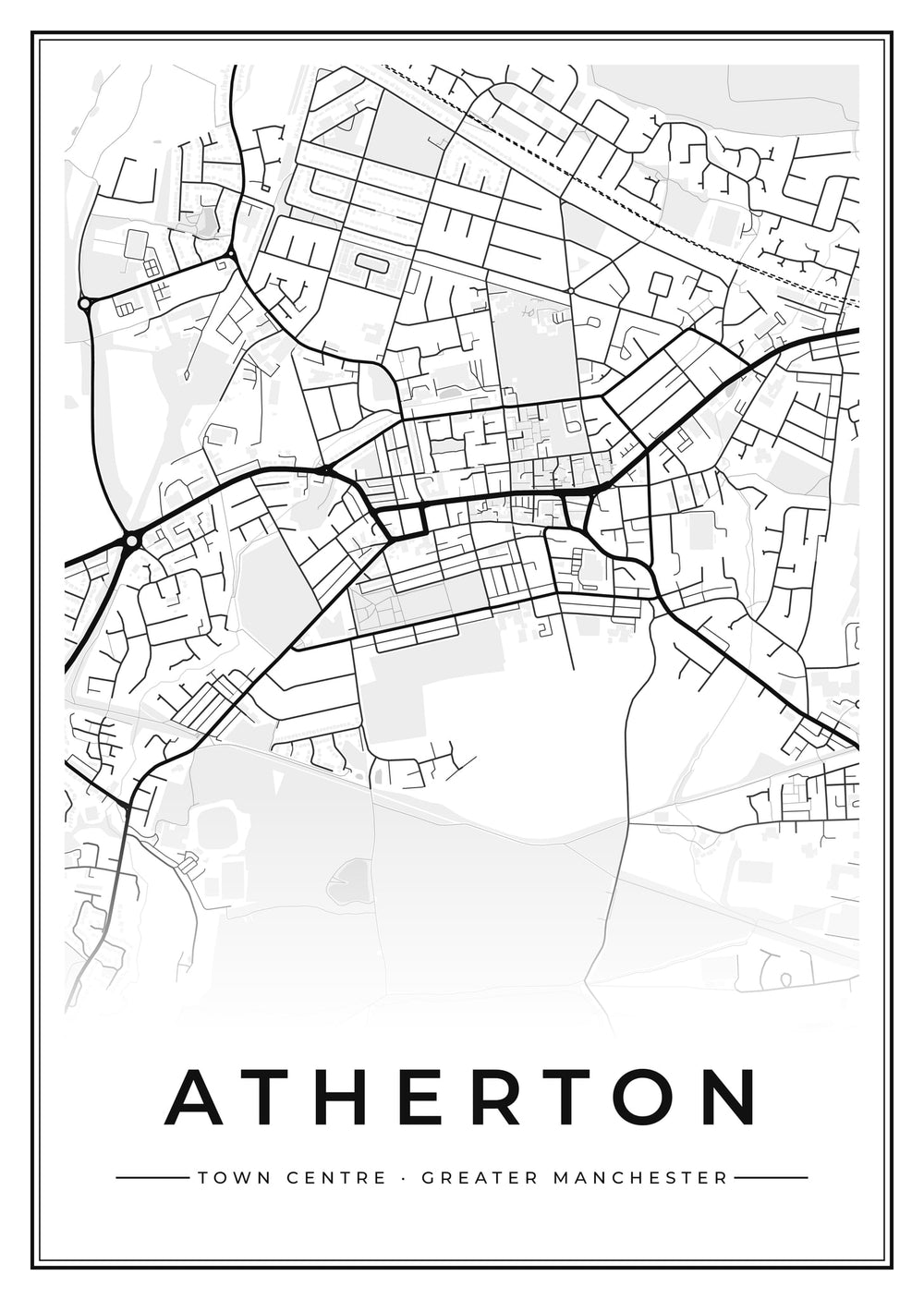 Atherton Town Centre Street Map Poster