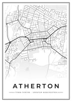 Street map poster of Atherton town centre, Greater Manchester