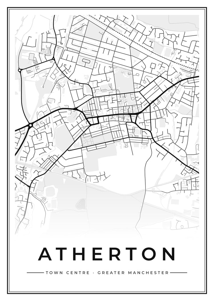 Atherton Town Centre Street Map Poster