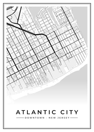 Atlantic City Downtown Street Map Poster