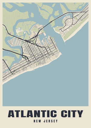 Atlantic City Street Map Poster