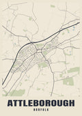 Street map poster of Attleborough, Norfolk