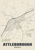 Street map poster of Attleborough, Norfolk