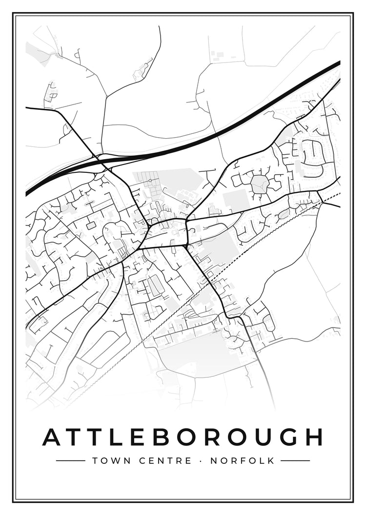 Attleborough Town Centre Street Map Poster