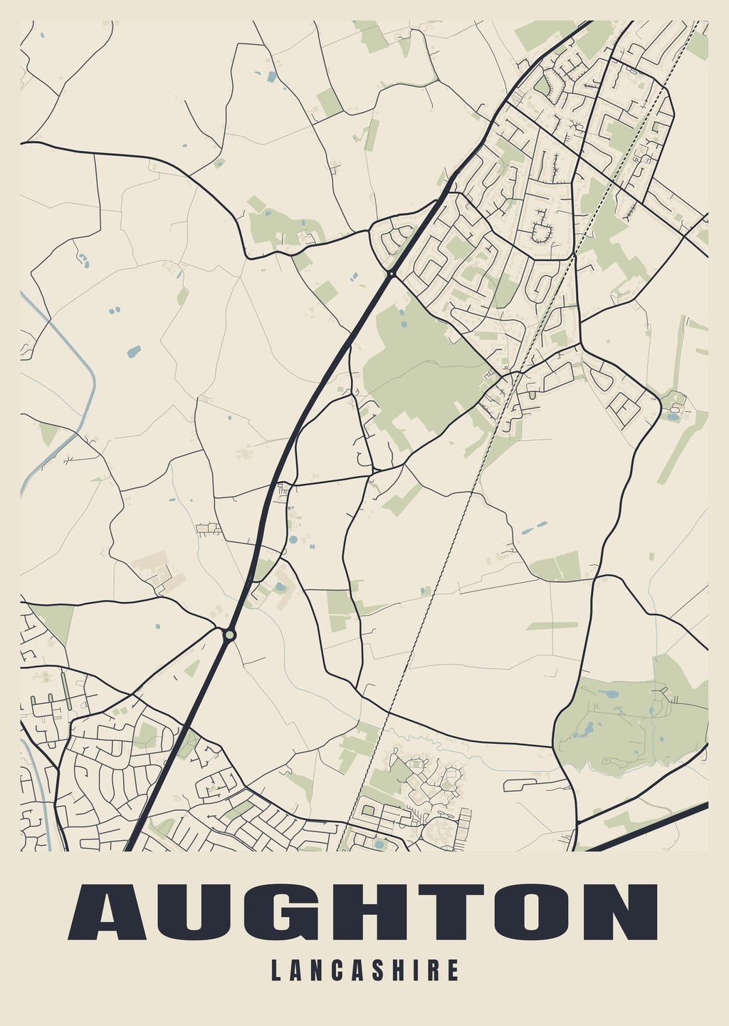 Street map poster of Aughton, Lancashire