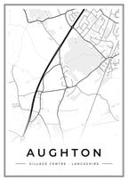 Street map poster of Aughton village centre, Lancashire