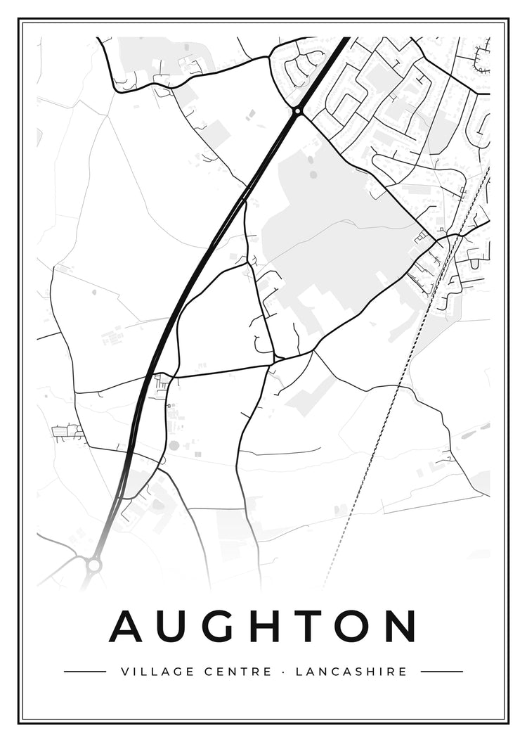 Aughton Village Centre Street Map Poster