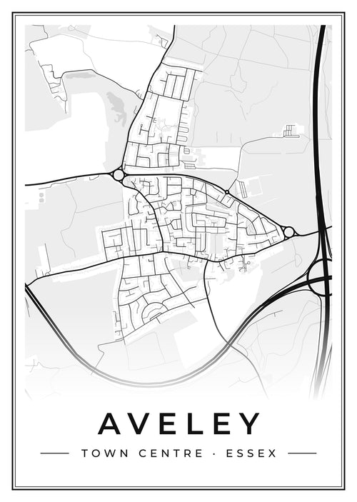 Street map poster of Aveley town centre, Essex