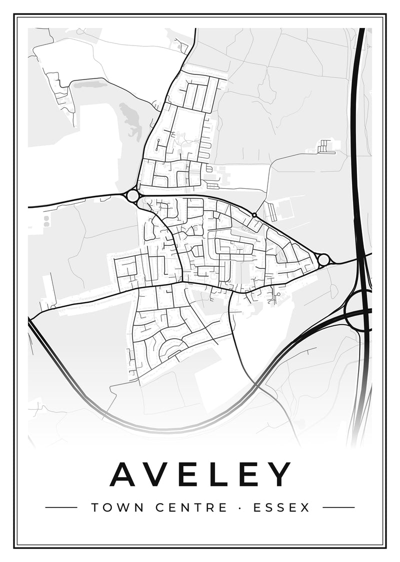 Aveley Town Centre Street Map Poster
