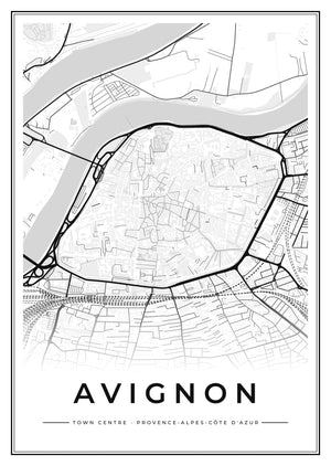 Avignon Town Centre Street Map Poster