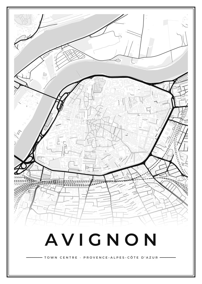 Avignon Town Centre Street Map Poster