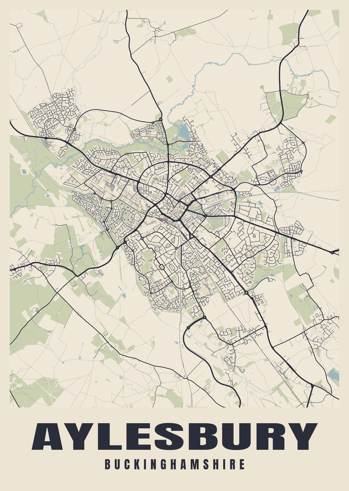 Street map poster of Aylesbury, Buckinghamshire