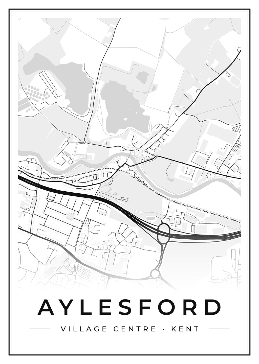 Street map poster of Aylesford village centre, Kent