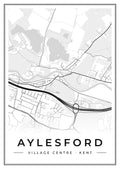 Street map poster of Aylesford village centre, Kent