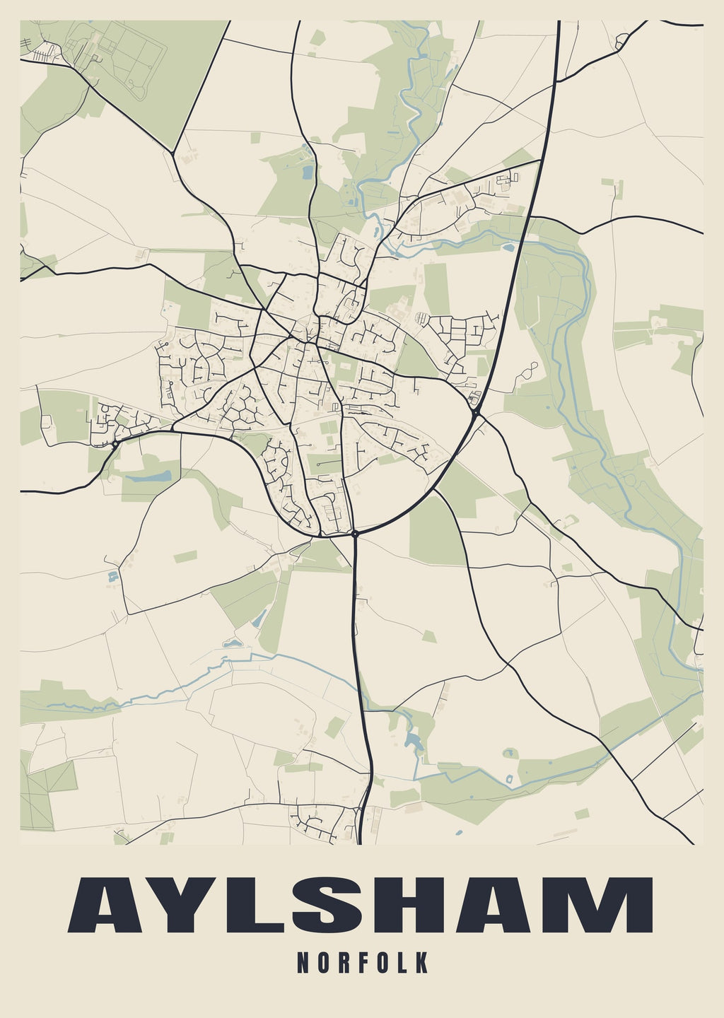 Street map poster of Aylsham, Norfolk