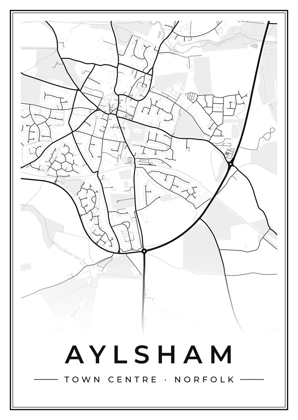 Aylsham Town Centre Street Map Poster