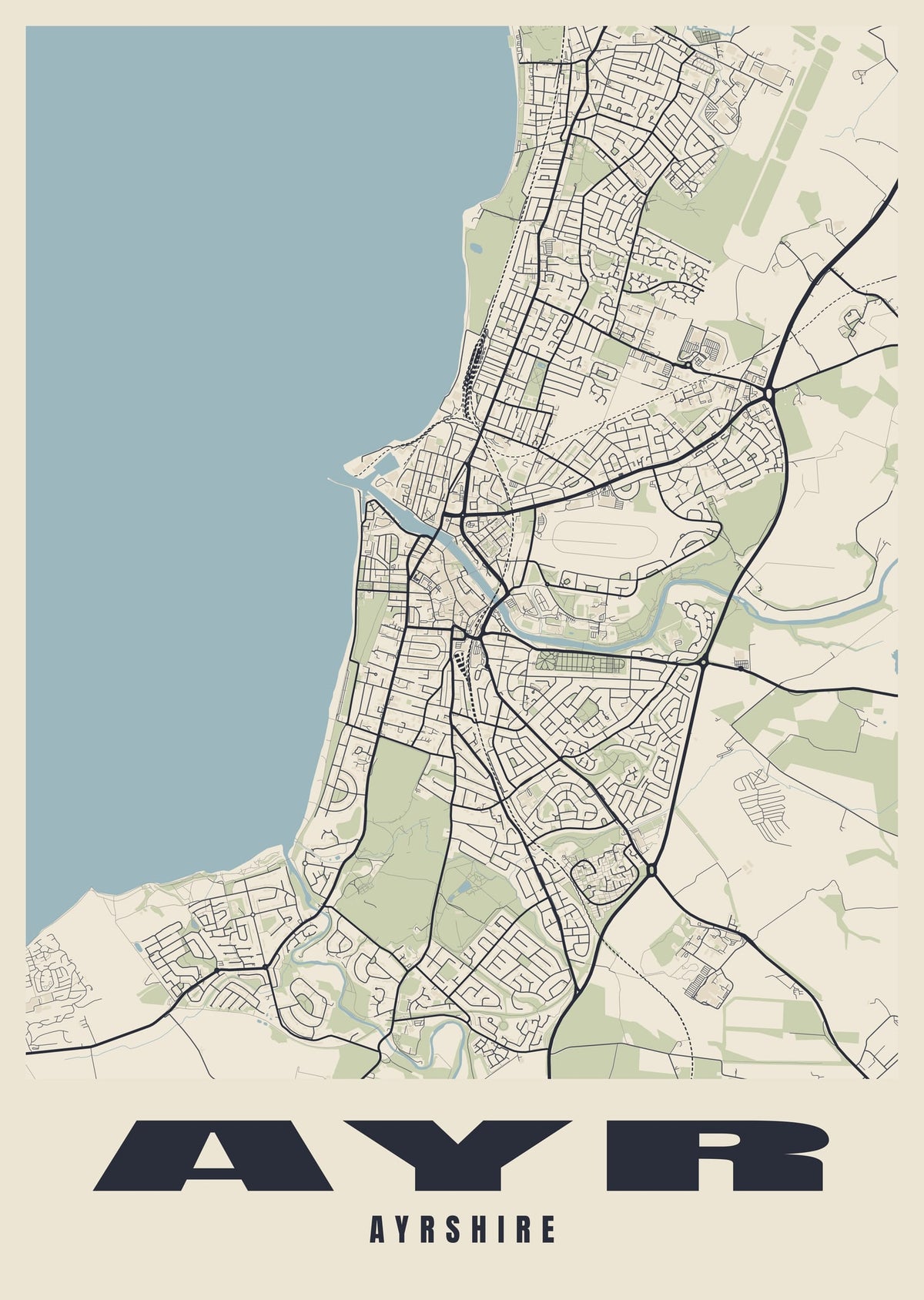 Street map poster of Ayr, Ayrshire