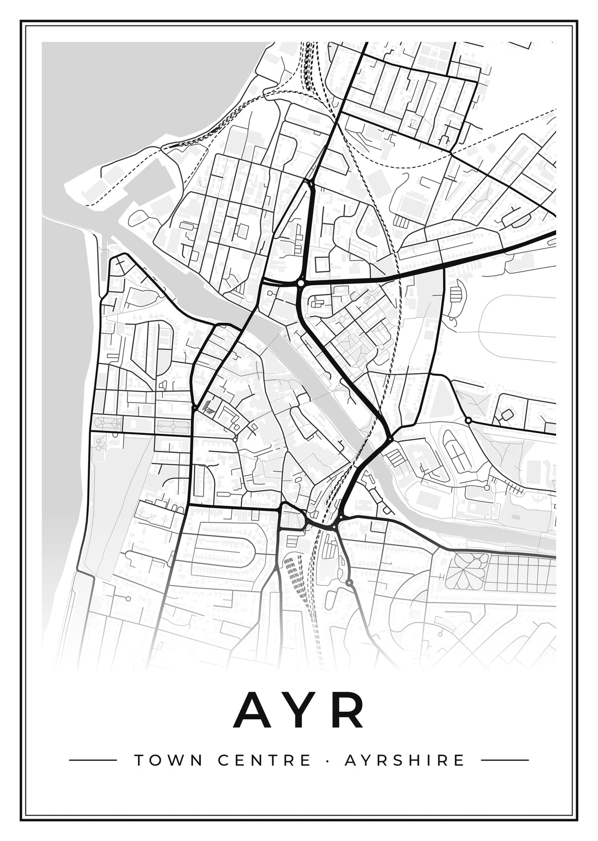 Street map poster of Ayr town centre, Ayrshire