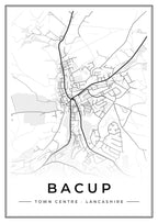 Street map poster of Bacup town centre, Lancashire
