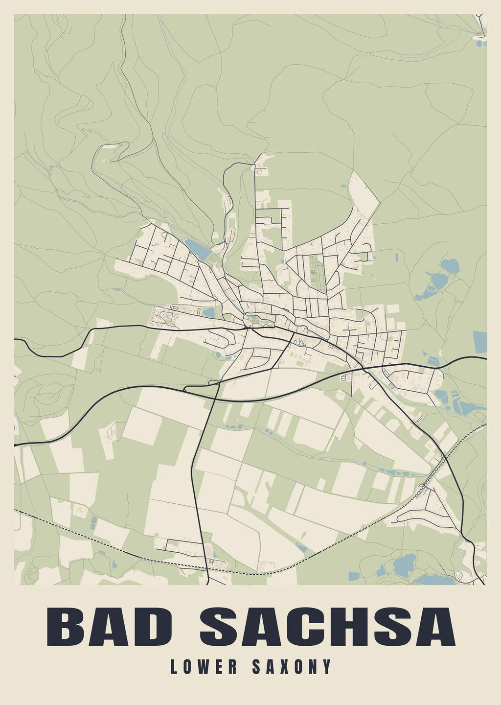 Street map poster of Bad Sachsa, Lower Saxony