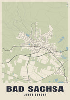 Street map poster of Bad Sachsa, Lower Saxony