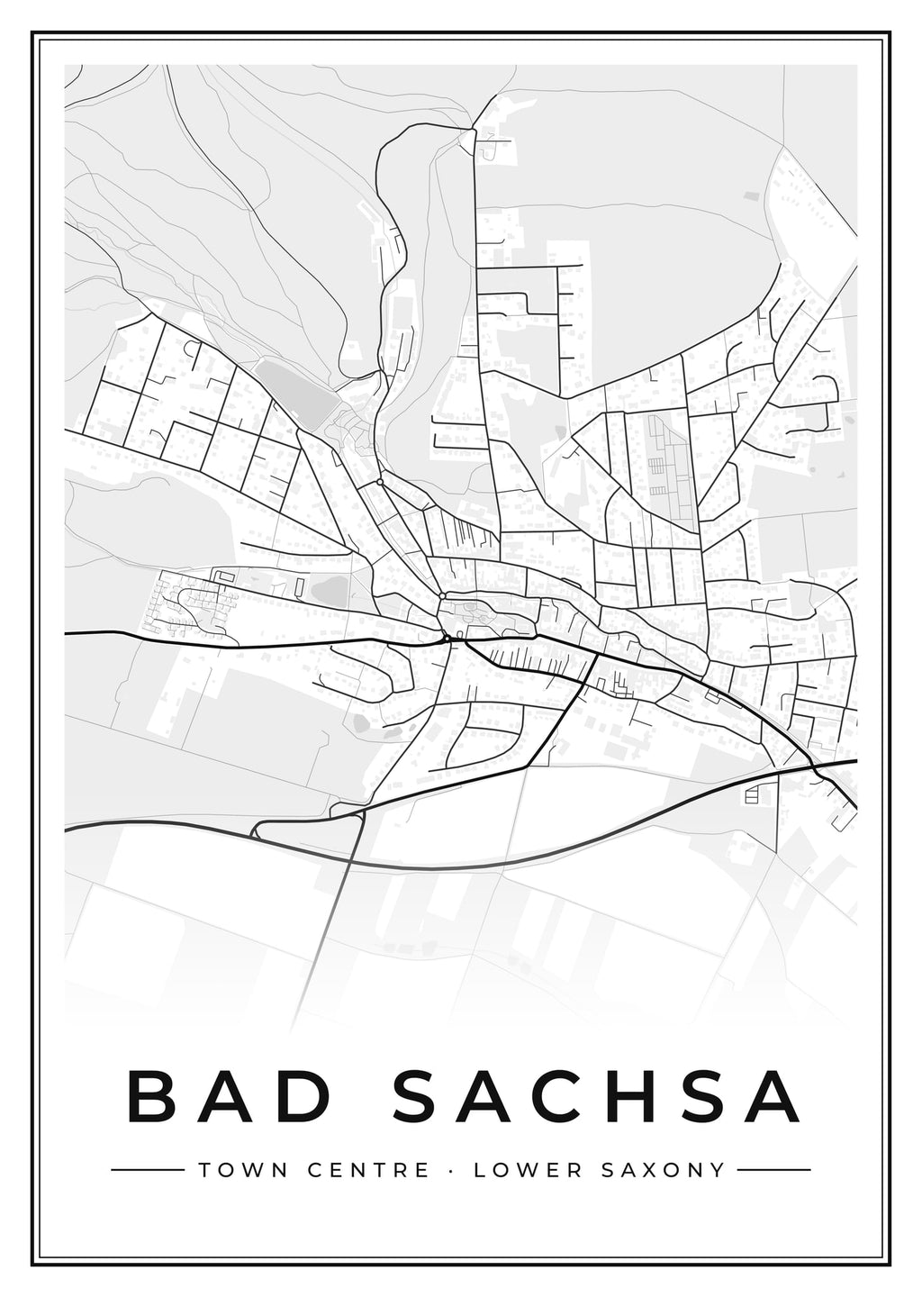 Street map poster of Bad Sachsa town centre, Lower Saxony