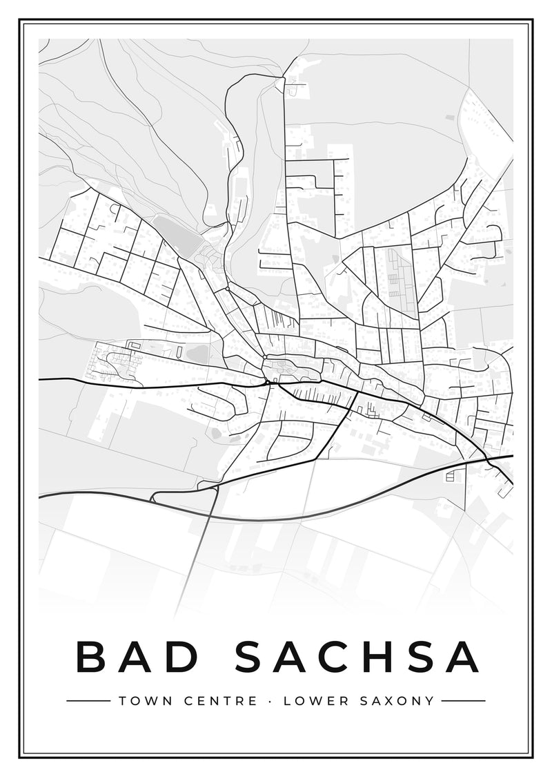 Bad Sachsa Town Centre Street Map Poster