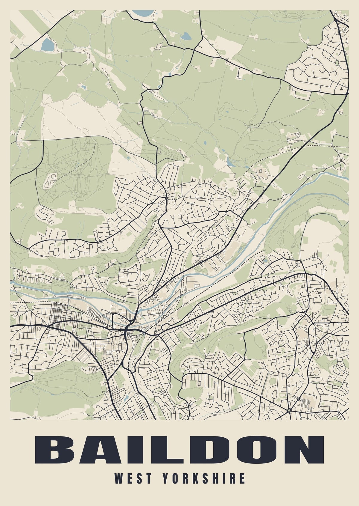 Street map poster of Baildon, West Yorkshire