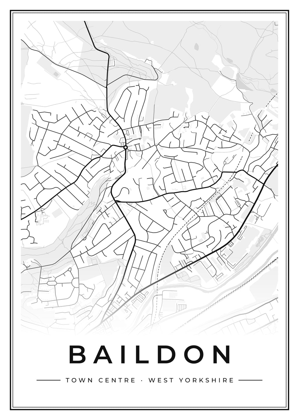 Street map poster of Baildon town centre, West Yorkshire