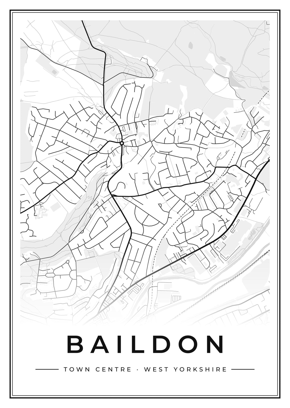 Street map poster of Baildon town centre, West Yorkshire