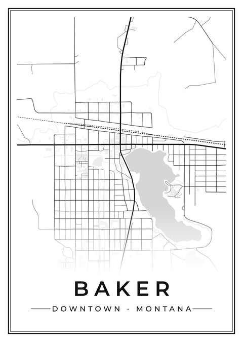 Baker Downtown Street Map Poster