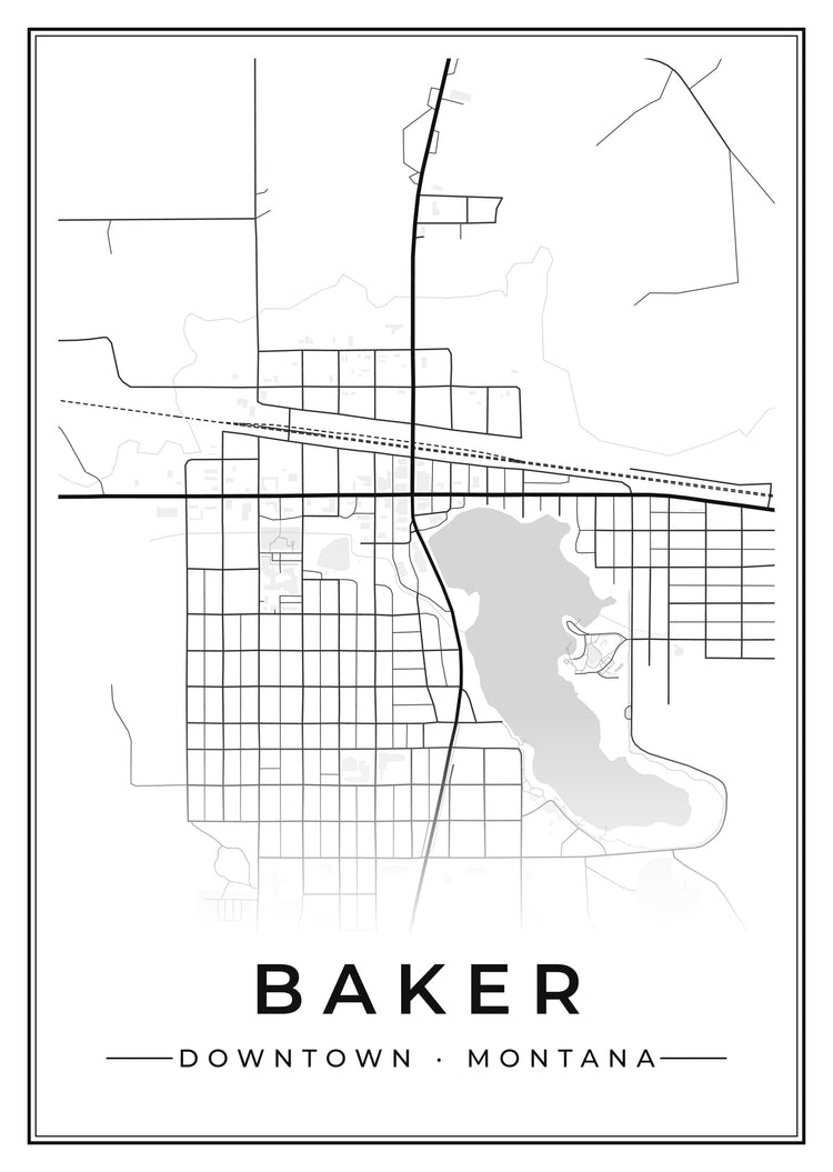 Baker Downtown Street Map Poster