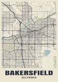 Street map poster of Bakersfield, California
