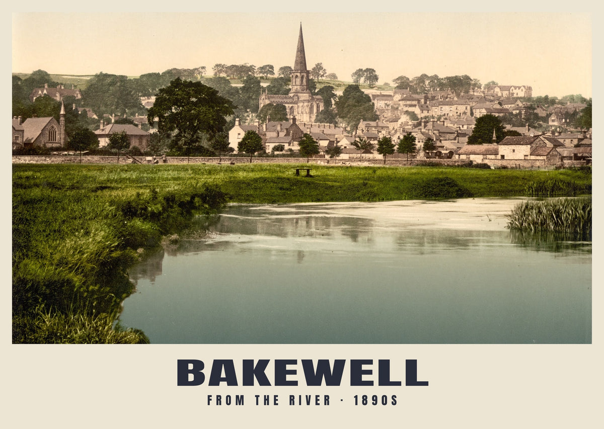 From the River, Bakewell, 1890s heritage photograph