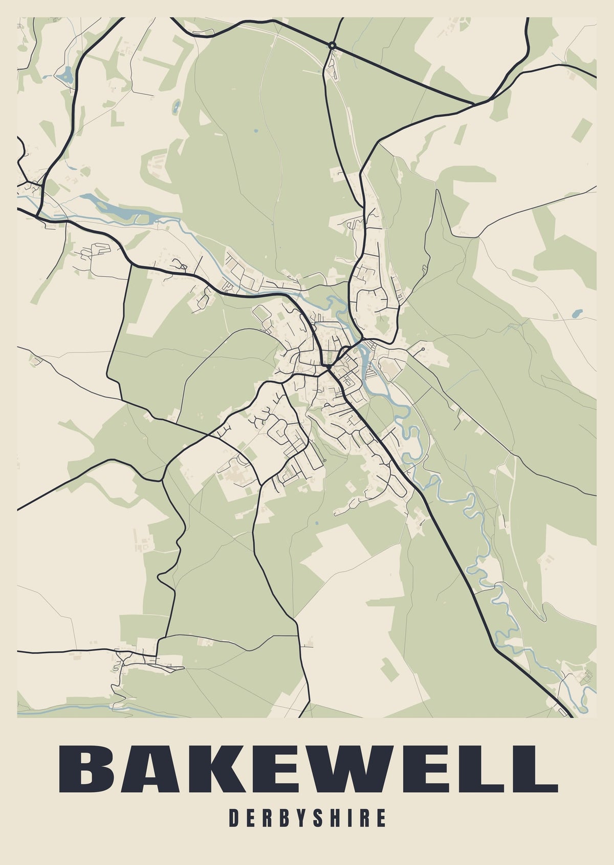 Street map poster of Bakewell, Derbyshire