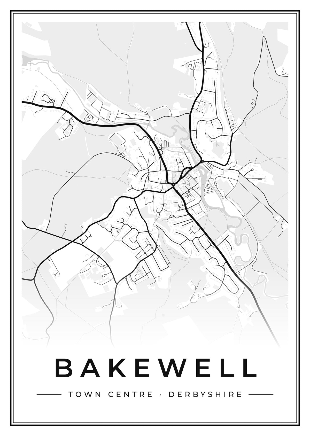Street map poster of Bakewell town centre, Derbyshire