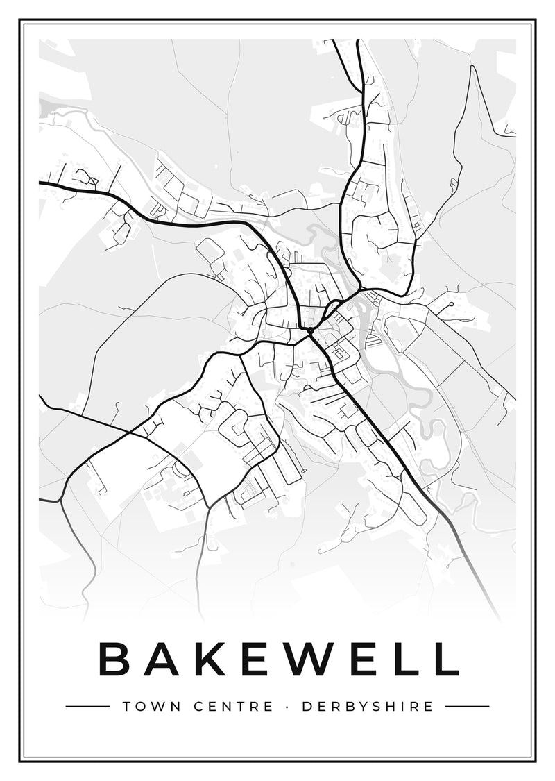 Bakewell Town Centre Street Map Poster