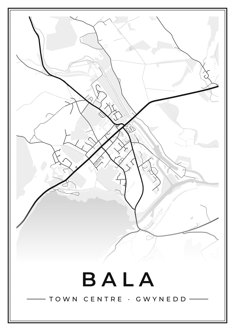 Bala Town Centre Street Map Poster