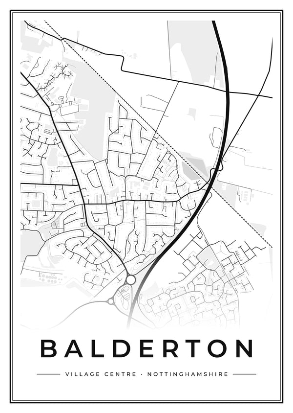 Balderton Village Centre Street Map Poster