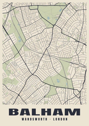 Balham Heritage Street Map Poster