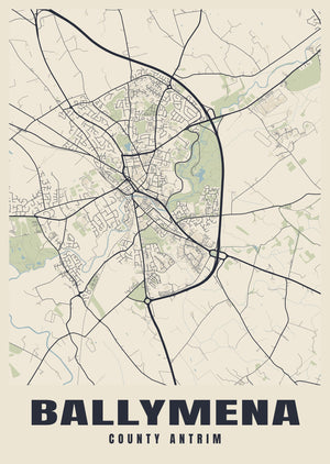 Ballymena Street Map Poster
