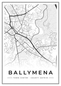 Street map poster of Ballymena town centre, County Antrim